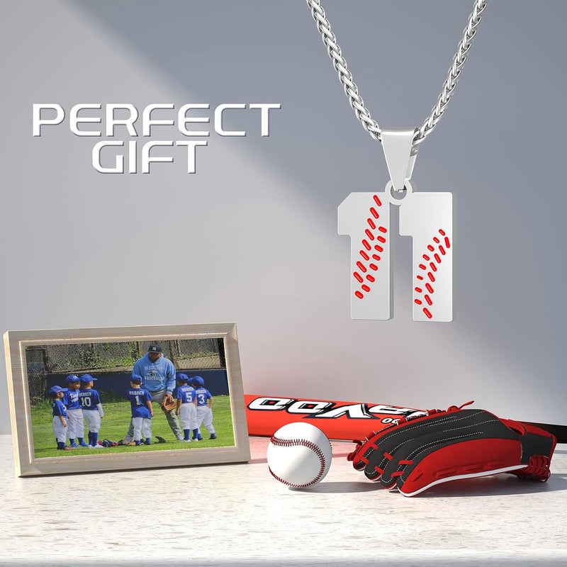 Wikavanli Personalized Baseball Jersey Number 00-99 Necklace - Stainless Steel Baseball Chain Pendant Necklace - Team Jewelry Gift for Boys, Girls, Men, Women - Image 4